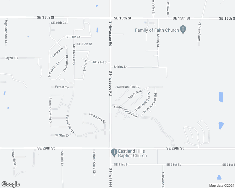 map of restaurants, bars, coffee shops, grocery stores, and more near 2400 Austrian Pine Drive in Choctaw