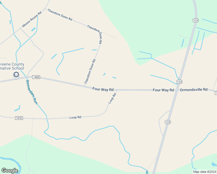 map of restaurants, bars, coffee shops, grocery stores, and more near 4735 Four Way Road in Hookerton