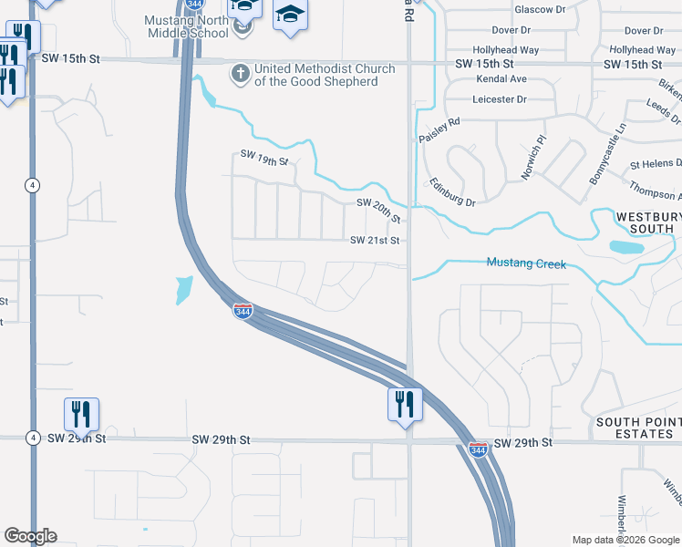 map of restaurants, bars, coffee shops, grocery stores, and more near 10601 Southwest 23rd Terrace in Yukon