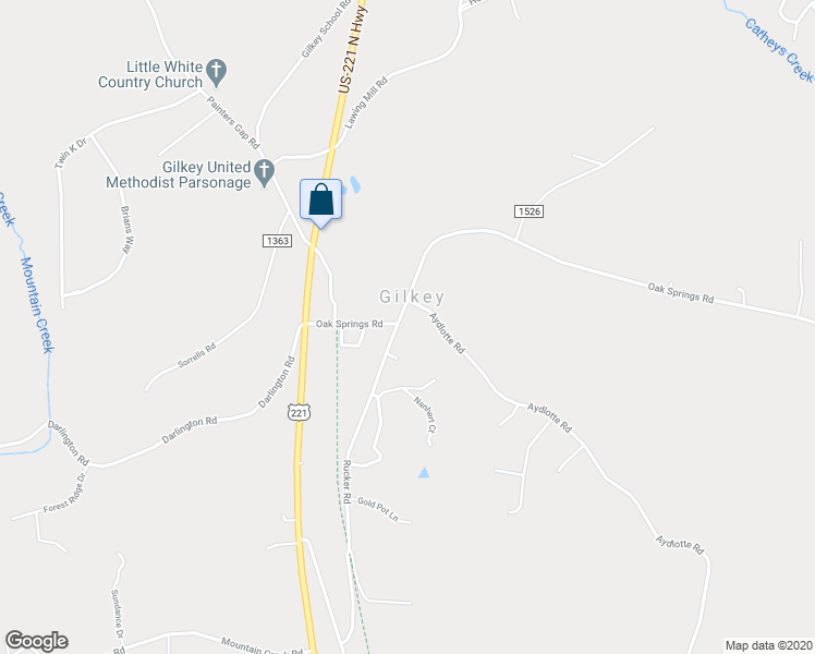 map of restaurants, bars, coffee shops, grocery stores, and more near 220 Oak Springs Road in Rutherfordton