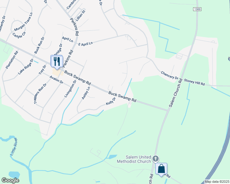 map of restaurants, bars, coffee shops, grocery stores, and more near 276 Buck Swamp Road in Goldsboro
