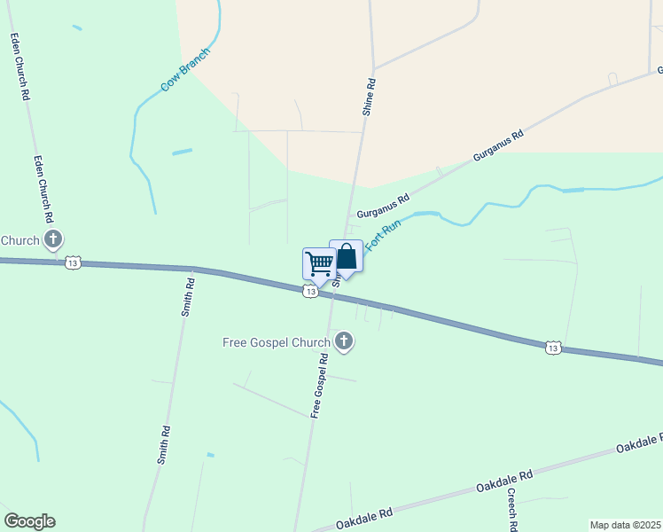 map of restaurants, bars, coffee shops, grocery stores, and more near 83 Shine Road in Snow Hill