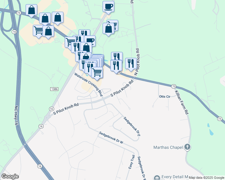 map of restaurants, bars, coffee shops, grocery stores, and more near 7529 Pilot Cove Court in Denver