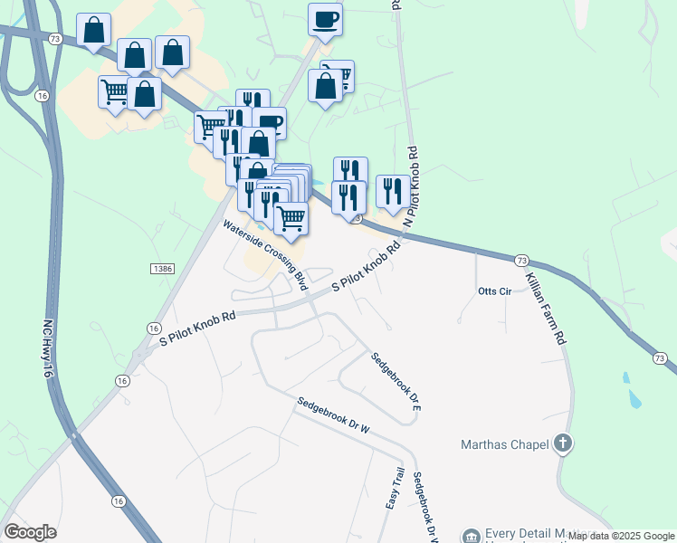 map of restaurants, bars, coffee shops, grocery stores, and more near 7529 Pilot Cove Court in Denver