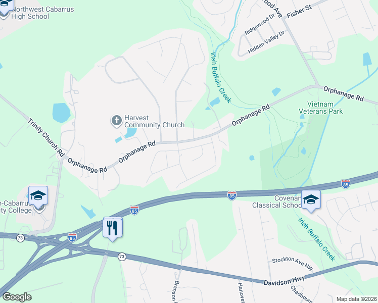 map of restaurants, bars, coffee shops, grocery stores, and more near 3770 Backwater Street in Concord
