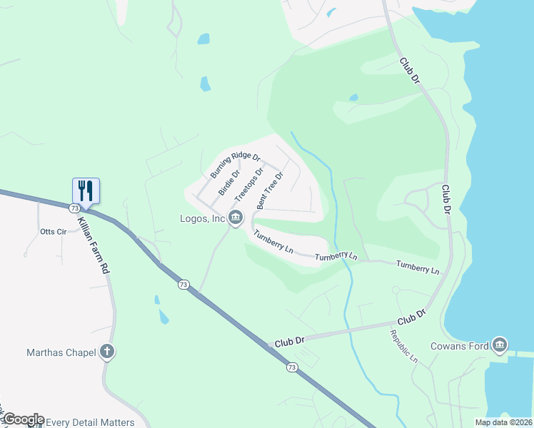 map of restaurants, bars, coffee shops, grocery stores, and more near 7593 Turnberry Lane in Stanley