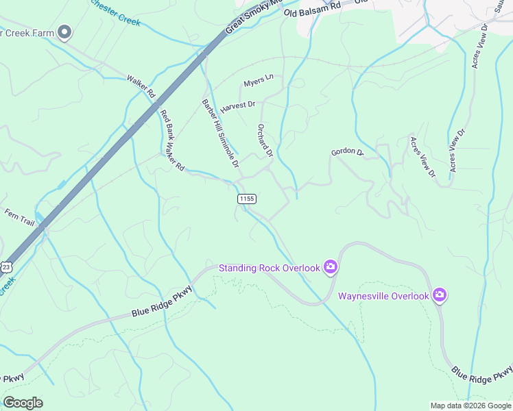 map of restaurants, bars, coffee shops, grocery stores, and more near 50 Butler Hill in Waynesville
