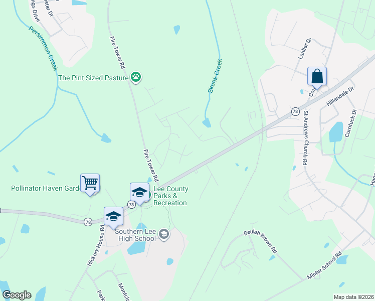 map of restaurants, bars, coffee shops, grocery stores, and more near 2716 Brookhaven Drive in Sanford
