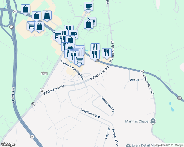 map of restaurants, bars, coffee shops, grocery stores, and more near 7523 Pilot Cove Court in Denver