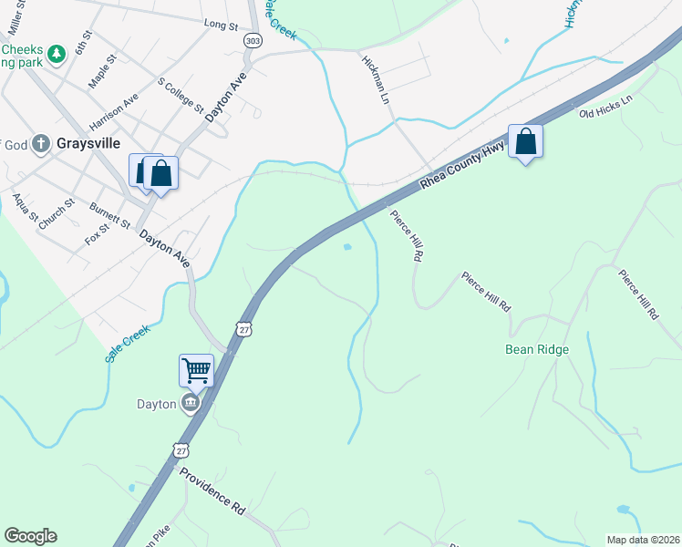 map of restaurants, bars, coffee shops, grocery stores, and more near 1100 Rhea County Highway in Dayton