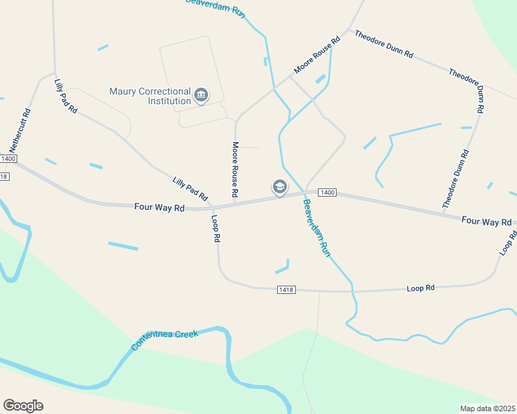 map of restaurants, bars, coffee shops, grocery stores, and more near 3880 Four Way Road in Hookerton
