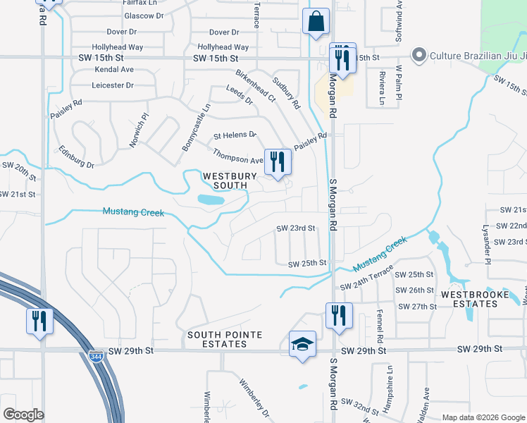 map of restaurants, bars, coffee shops, grocery stores, and more near 9941 Southwest 22nd Street in Yukon