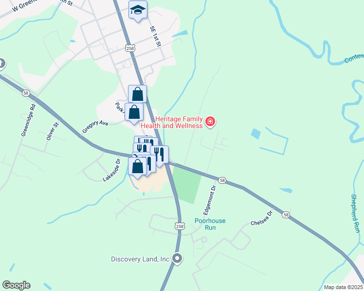 map of restaurants, bars, coffee shops, grocery stores, and more near Kingold Boulevard in Snow Hill
