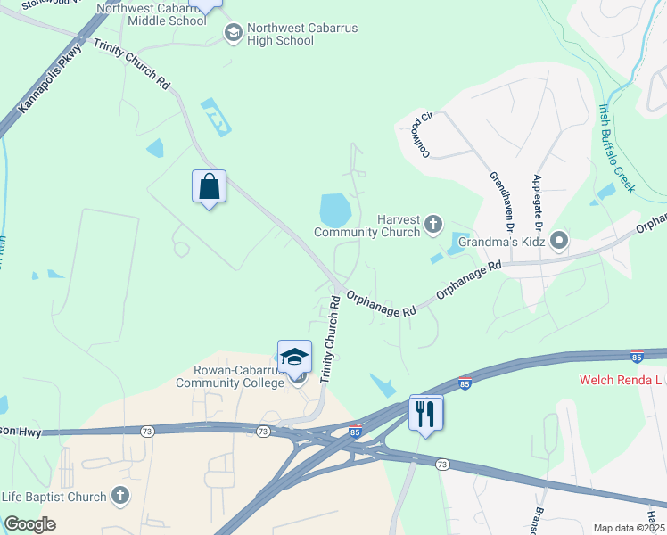 map of restaurants, bars, coffee shops, grocery stores, and more near Mba Court in Concord