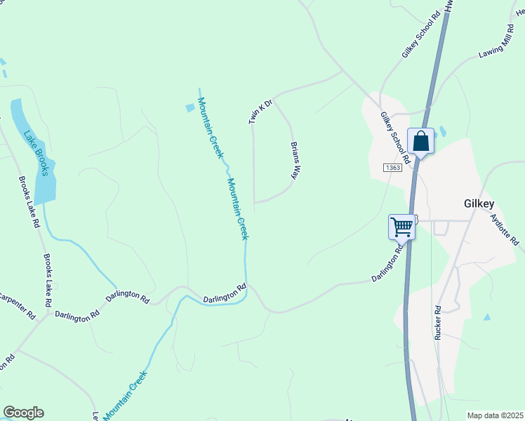 map of restaurants, bars, coffee shops, grocery stores, and more near Brians Way in Rutherfordton