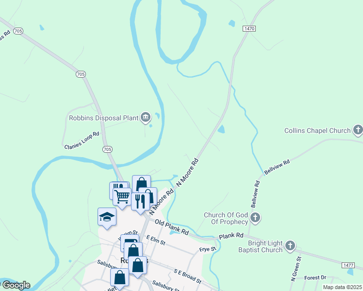 map of restaurants, bars, coffee shops, grocery stores, and more near in Robbins