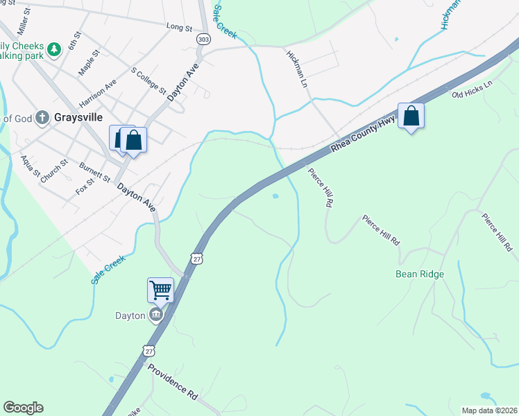 map of restaurants, bars, coffee shops, grocery stores, and more near 1100 Rhea County Highway in Dayton