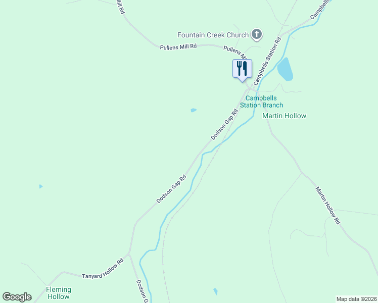 map of restaurants, bars, coffee shops, grocery stores, and more near 2890 Dodson Gap Road in Culleoka