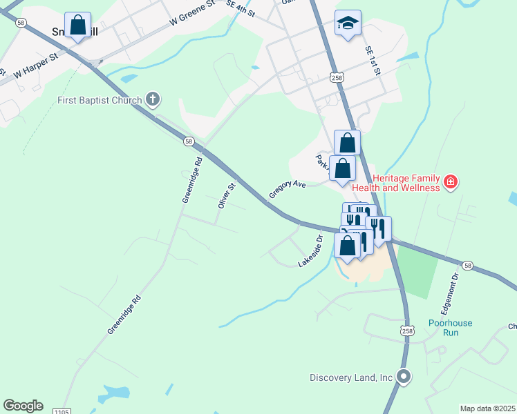 map of restaurants, bars, coffee shops, grocery stores, and more near 877 Kingold Boulevard in Snow Hill