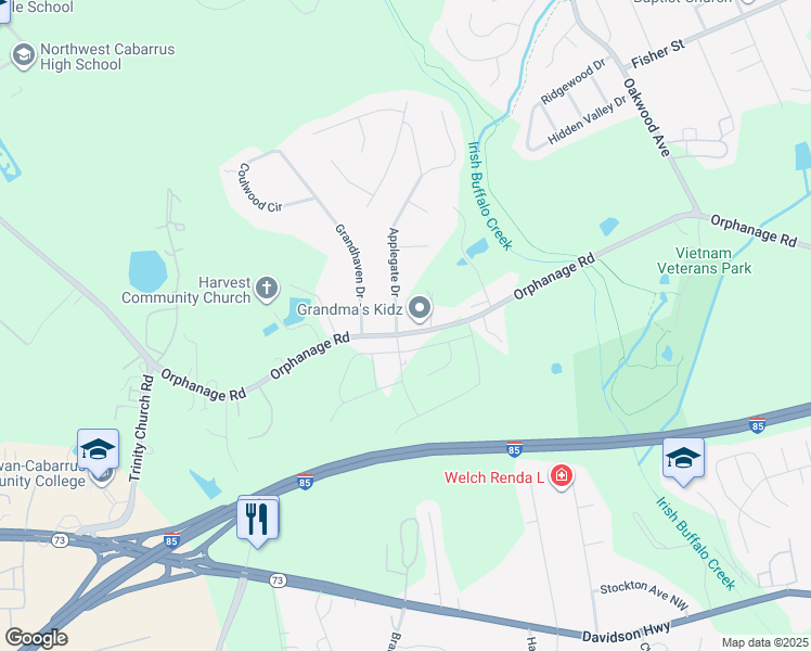 map of restaurants, bars, coffee shops, grocery stores, and more near 2006 Applegate Drive in Concord
