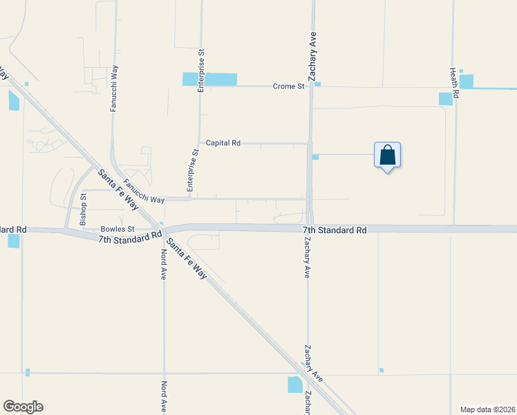 map of restaurants, bars, coffee shops, grocery stores, and more near 32535 7th Standard Road in Bakersfield