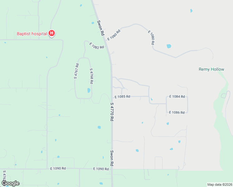 map of restaurants, bars, coffee shops, grocery stores, and more near 477073 East 1085 Road in Roland