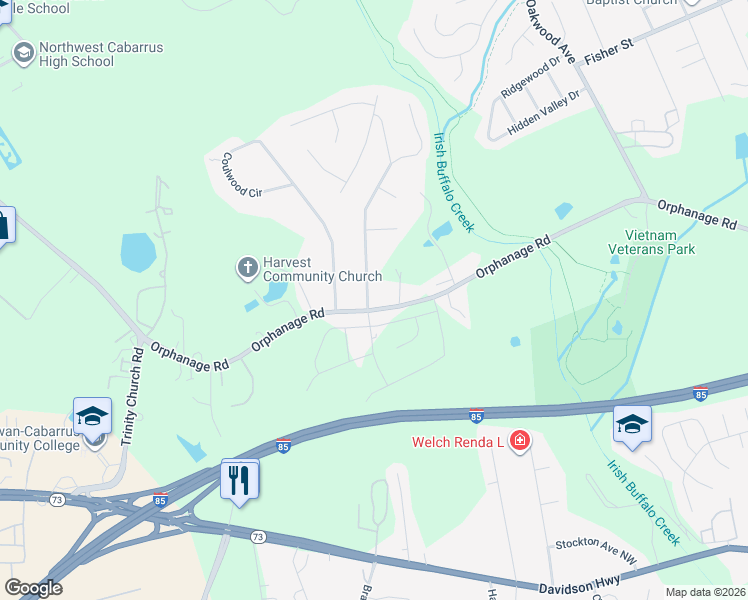map of restaurants, bars, coffee shops, grocery stores, and more near 2006 Applegate Drive in Concord