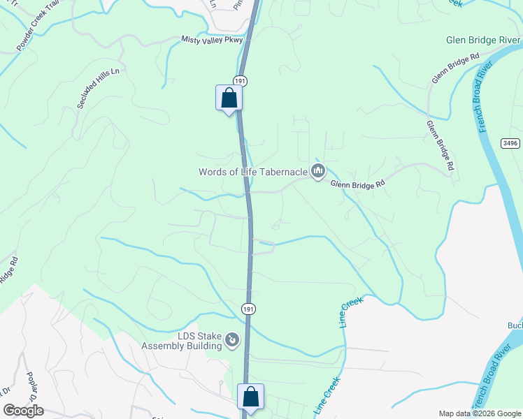 map of restaurants, bars, coffee shops, grocery stores, and more near 855 Glenn Bridge Road in Arden