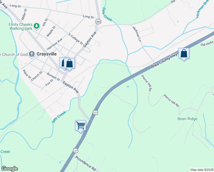 map of restaurants, bars, coffee shops, grocery stores, and more near 1101 Rhea County Highway in Dayton