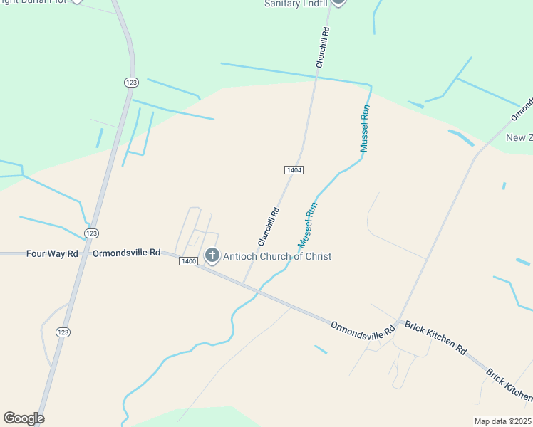map of restaurants, bars, coffee shops, grocery stores, and more near Churchill Road in Hookerton
