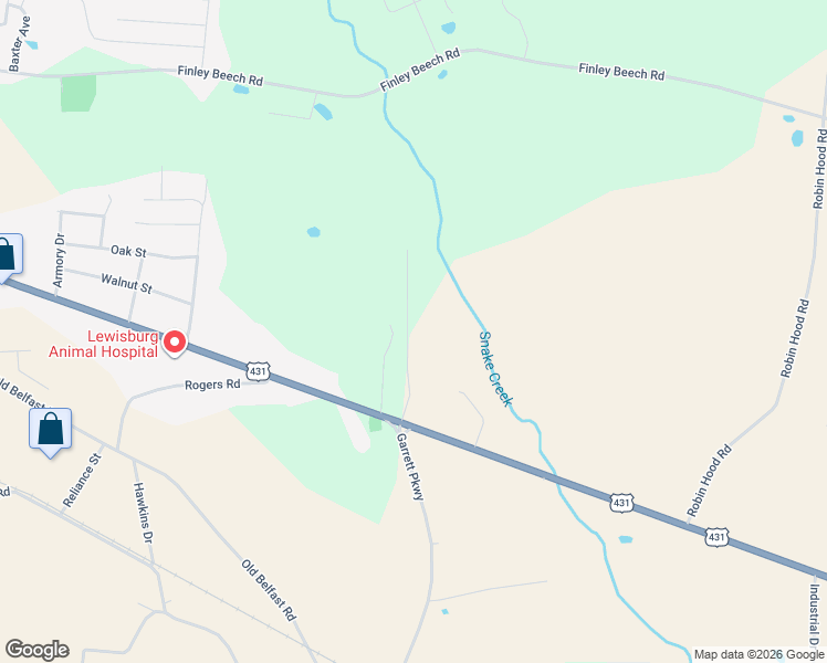 map of restaurants, bars, coffee shops, grocery stores, and more near 301 Creekside Drive in Lewisburg