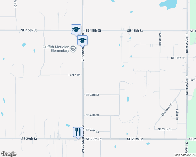 map of restaurants, bars, coffee shops, grocery stores, and more near 2290 South Indian Meridian in Choctaw