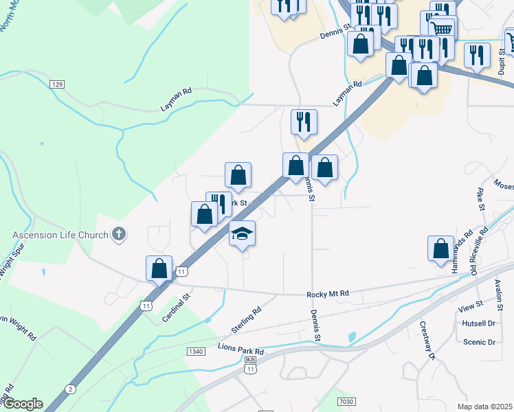 map of restaurants, bars, coffee shops, grocery stores, and more near 2150-2210 Congress Pkwy NW in Athens