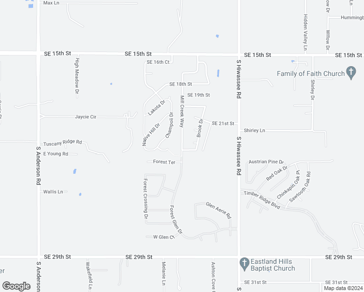 map of restaurants, bars, coffee shops, grocery stores, and more near 2225 Mill Creek Way in Choctaw