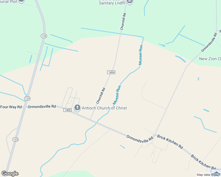 map of restaurants, bars, coffee shops, grocery stores, and more near 302 Churchill Road in Hookerton