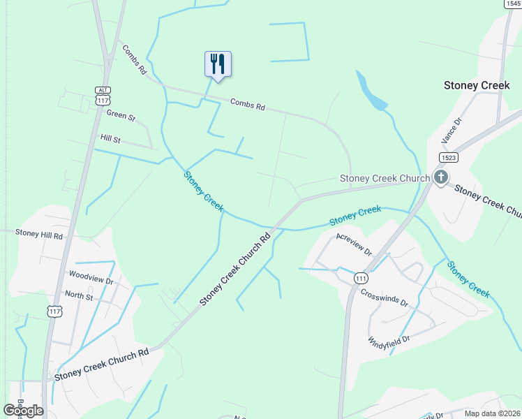 map of restaurants, bars, coffee shops, grocery stores, and more near 411 Bunning Drive in Goldsboro