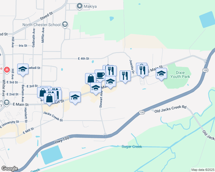map of restaurants, bars, coffee shops, grocery stores, and more near 708 East Main Street in Henderson