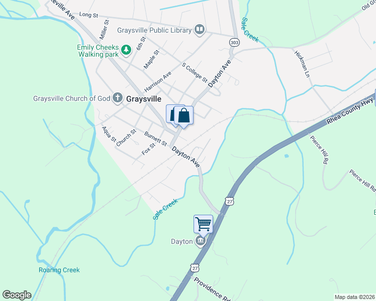 map of restaurants, bars, coffee shops, grocery stores, and more near 4725 Dayton Avenue in Graysville
