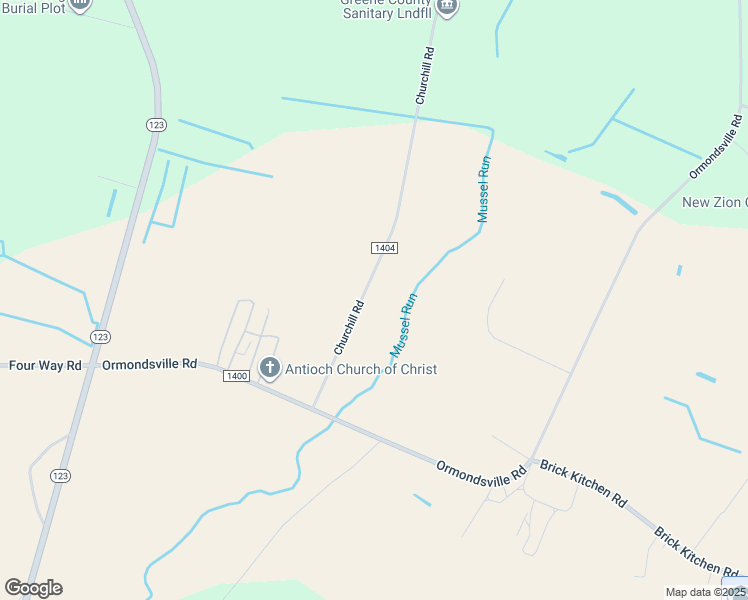 map of restaurants, bars, coffee shops, grocery stores, and more near 302 Churchill Road in Hookerton