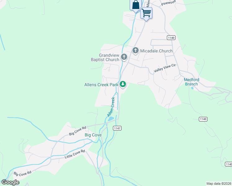 map of restaurants, bars, coffee shops, grocery stores, and more near 1808 Allens Creek Road in Waynesville