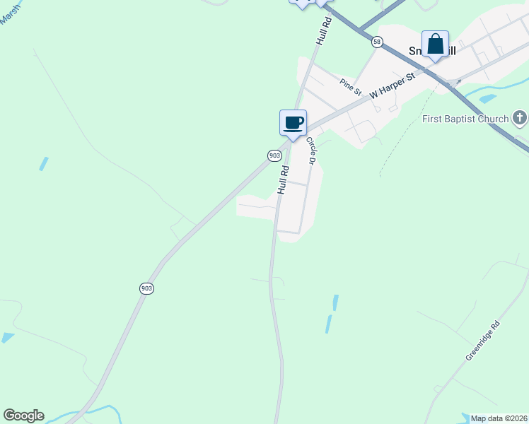 map of restaurants, bars, coffee shops, grocery stores, and more near 1013 Hull Road in Snow Hill