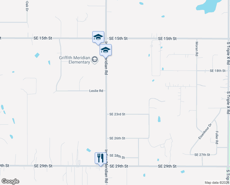 map of restaurants, bars, coffee shops, grocery stores, and more near 2290 South Indian Meridian in Choctaw