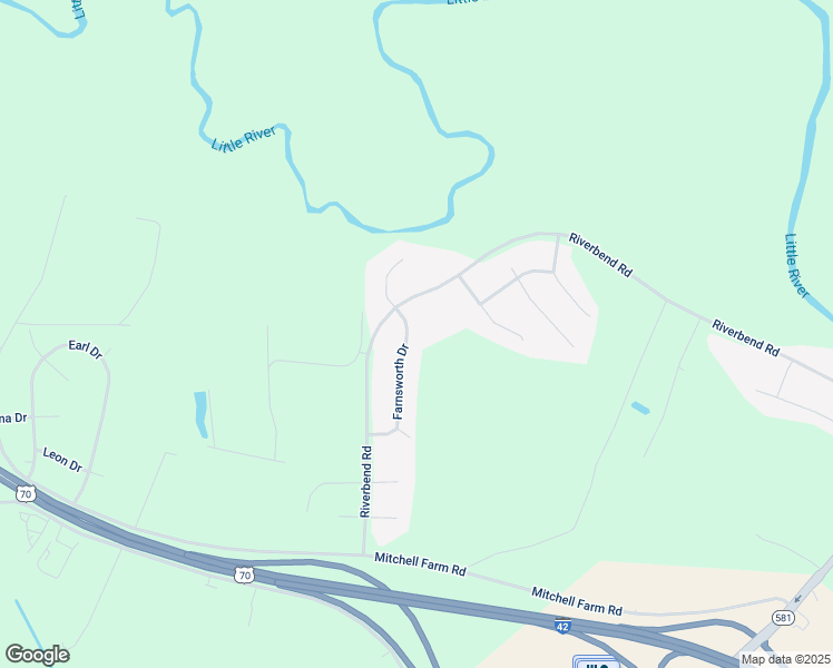 map of restaurants, bars, coffee shops, grocery stores, and more near 124 Farnsworth Drive in Goldsboro
