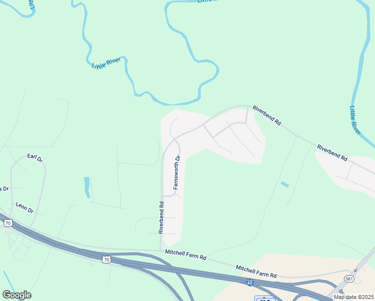 map of restaurants, bars, coffee shops, grocery stores, and more near 124 Farnsworth Drive in Goldsboro