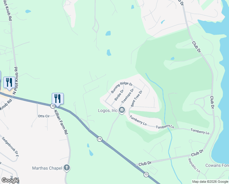 map of restaurants, bars, coffee shops, grocery stores, and more near 7738 Burning Ridge Drive in Stanley