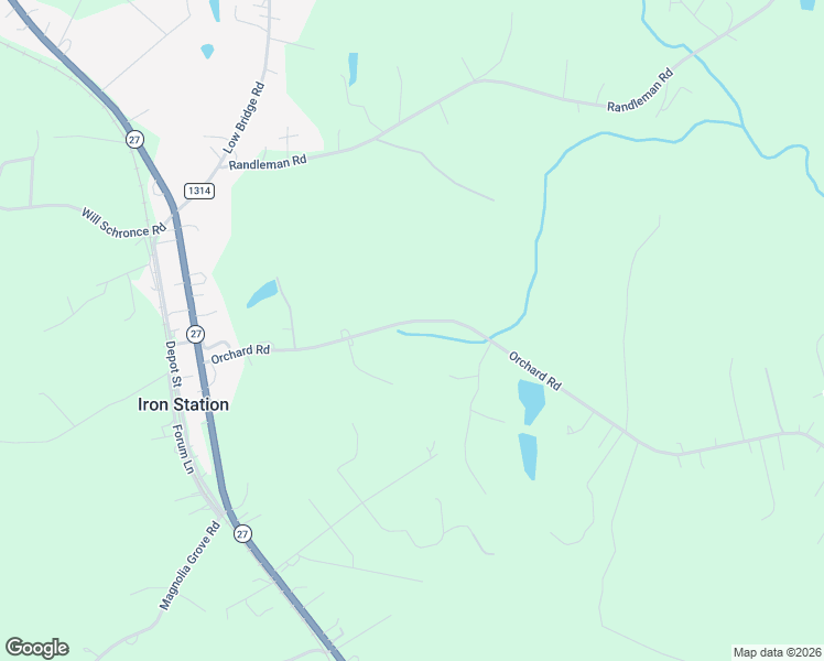 map of restaurants, bars, coffee shops, grocery stores, and more near 3542 Orchard Road in Iron Station