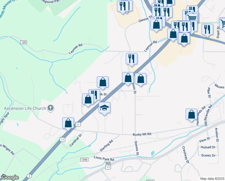 map of restaurants, bars, coffee shops, grocery stores, and more near 2150-2210 Congress Pkwy NW in Athens