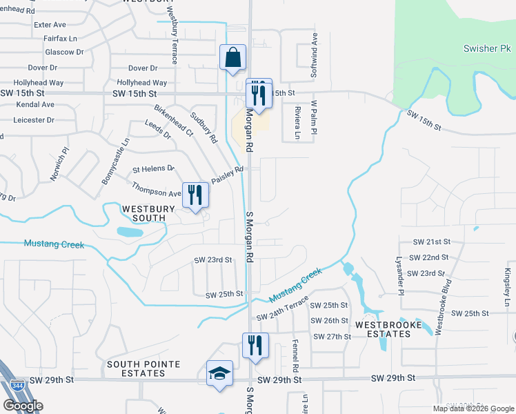 map of restaurants, bars, coffee shops, grocery stores, and more near 9733 Southwest 21st Street in Oklahoma City