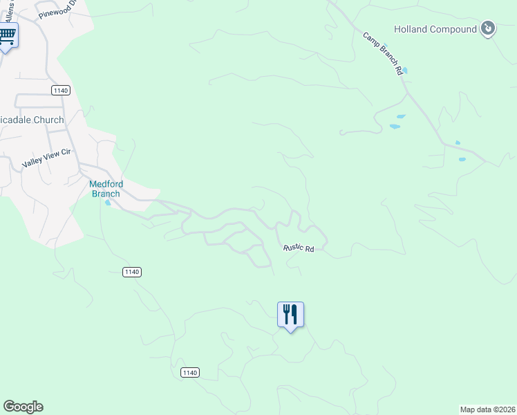 map of restaurants, bars, coffee shops, grocery stores, and more near 65 Bristle Cone Lane in Waynesville