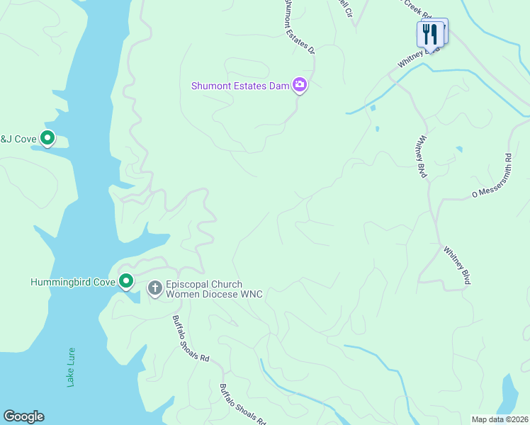 map of restaurants, bars, coffee shops, grocery stores, and more near 169 Overlook Point Lane in Lake Lure